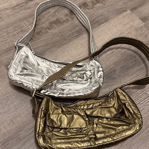BAGGU Metallic Brass Shoulder Bag RARE and Silver Shoulder Bag. Lot - Picture 1 of 10